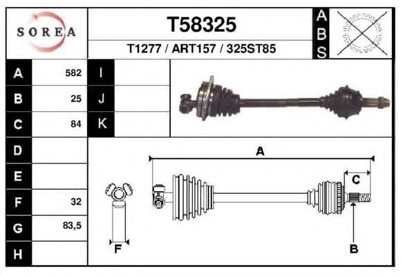 Árbol de transmisión delantero izquierdo T58325 EAI