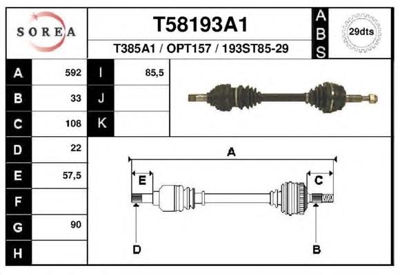 T58193A1 EAI árbol de transmisión delantero izquierdo