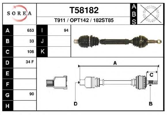 T58182 EAI árbol de transmisión delantero derecho