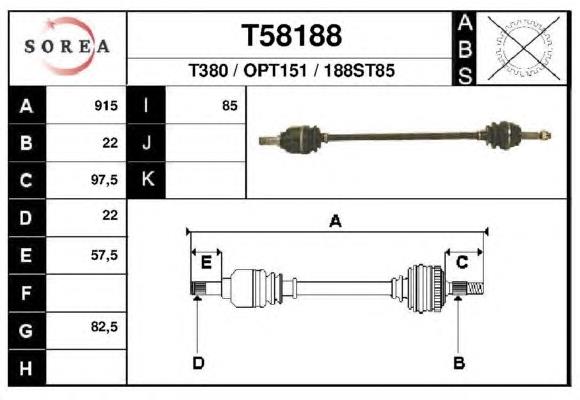 T58188 EAI árbol de transmisión delantero derecho