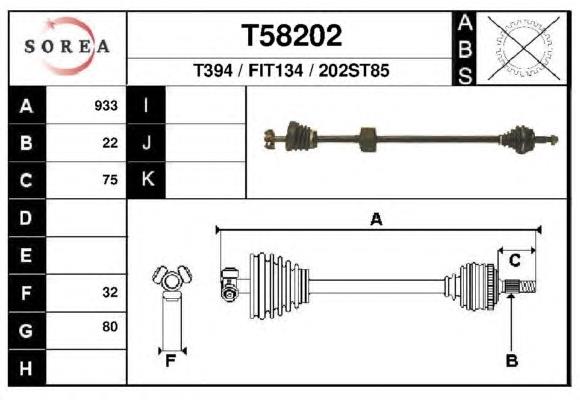 7737396 Fiat/Alfa/Lancia árbol de transmisión delantero derecho