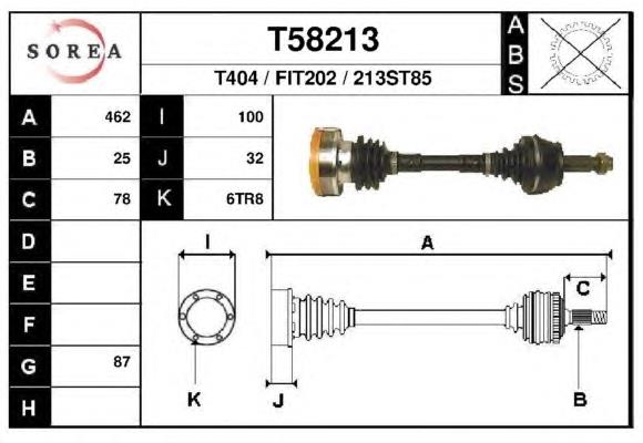 T58213 EAI árbol de transmisión delantero izquierdo