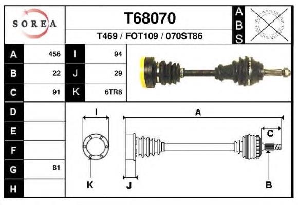 T68070 EAI árbol de transmisión delantero