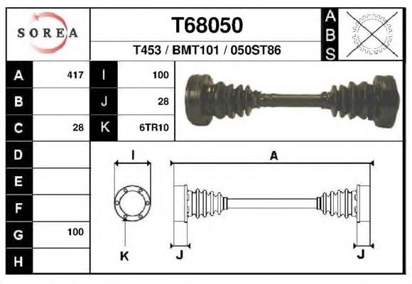 T68050 EAI árbol de transmisión delantero derecho