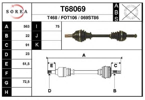 5018818 Ford árbol de transmisión delantero izquierdo