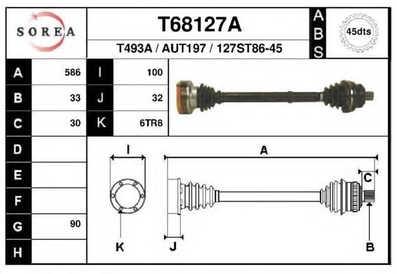 Árbol de transmisión delantero izquierdo T68127A EAI