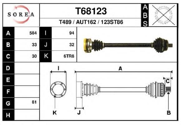 T68123 EAI árbol de transmisión delantero izquierdo