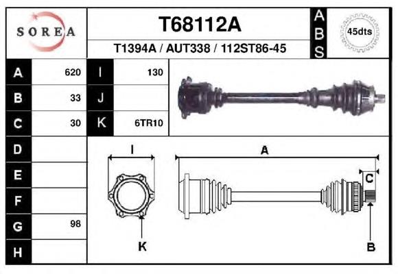 T68112A EAI árbol de transmisión delantero derecho