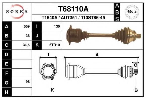 T68110A EAI árbol de transmisión delantero derecho