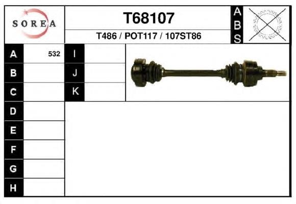 Árbol de transmisión delantero izquierdo T68107 EAI