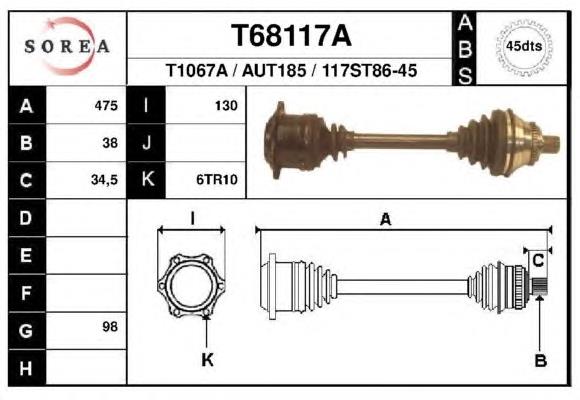 T68117A EAI árbol de transmisión delantero derecho