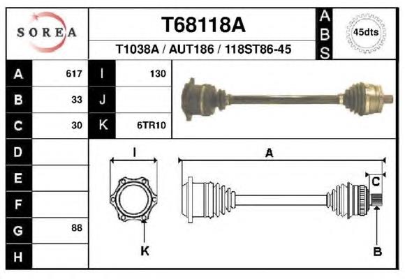 T68118A EAI árbol de transmisión delantero derecho