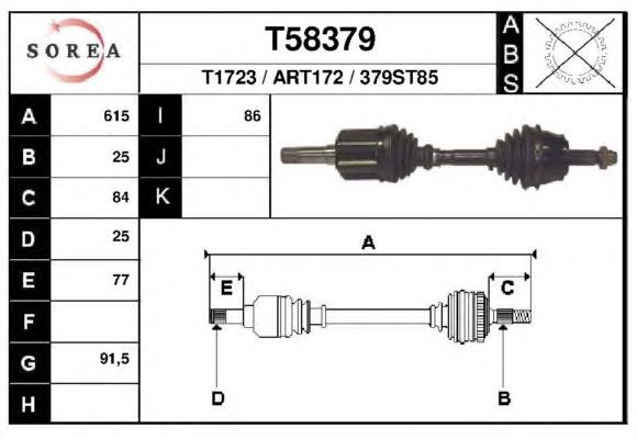 46308071 Fiat/Alfa/Lancia árbol de transmisión delantero izquierdo