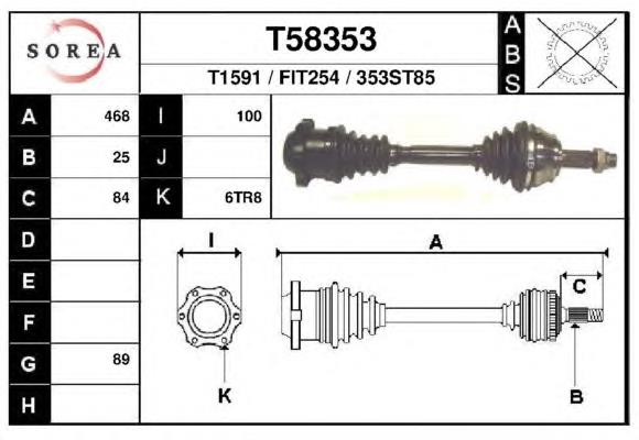 T58353 EAI árbol de transmisión delantero izquierdo