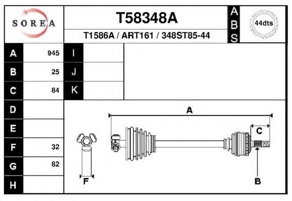 46307694 Fiat/Alfa/Lancia árbol de transmisión delantero derecho