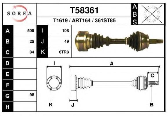 0046307473 Fiat/Alfa/Lancia árbol de transmisión delantero izquierdo