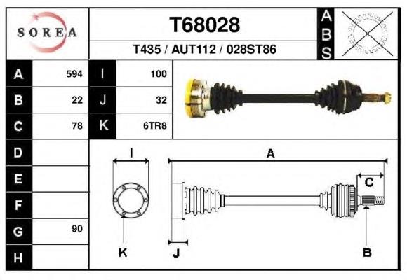 T68028 EAI árbol de transmisión delantero derecho