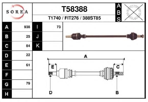 Árbol de transmisión delantero T58388 EAI