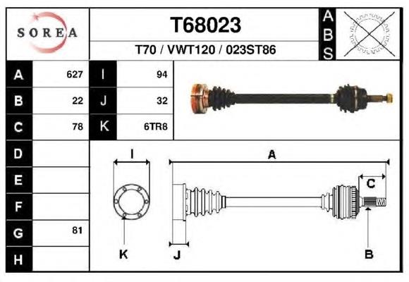 T68023 EAI árbol de transmisión delantero