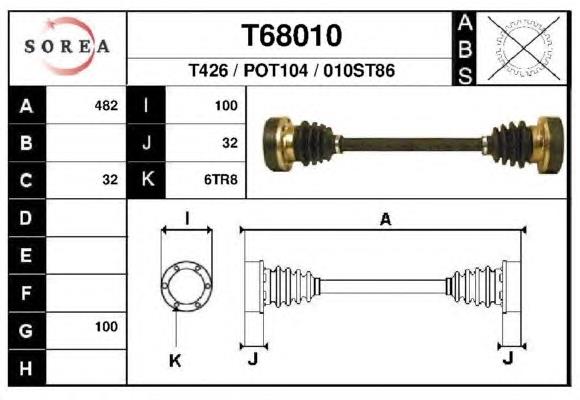 T68010 EAI árbol de transmisión trasero izquierdo