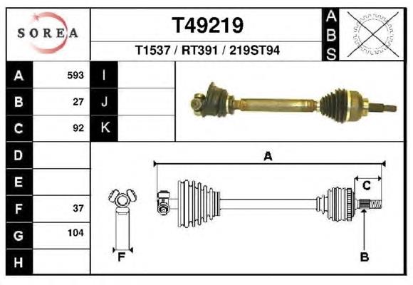 T49219 EAI árbol de transmisión delantero izquierdo