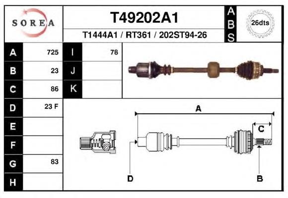 T49202A1 EAI árbol de transmisión delantero derecho