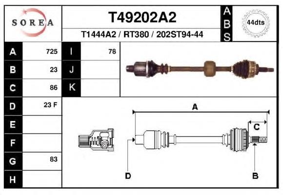 T49202A2 EAI árbol de transmisión delantero derecho