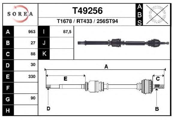 Árbol de transmisión delantero derecho 8200786810 Renault (RVI)