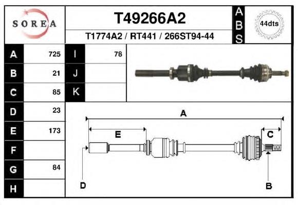 8200613821 Renault (RVI) árbol de transmisión delantero derecho