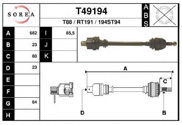 T49194 EAI árbol de transmisión delantero