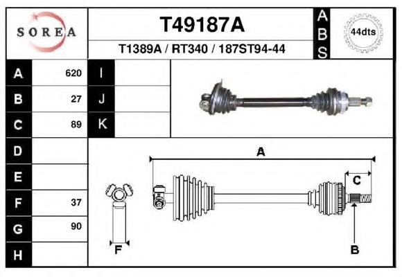 Árbol de transmisión delantero izquierdo T49187A EAI