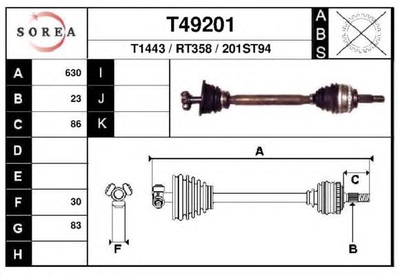 T49201 EAI árbol de transmisión delantero izquierdo