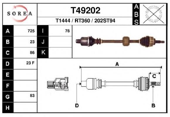 8200626991 Nissan árbol de transmisión delantero derecho