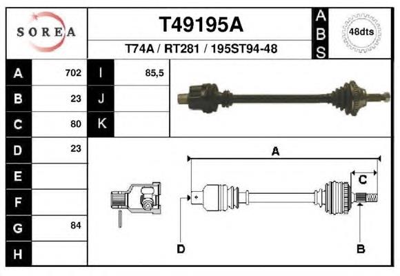 T49195A EAI árbol de transmisión delantero