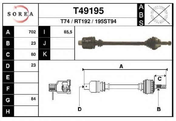 T49195 EAI árbol de transmisión delantero izquierdo