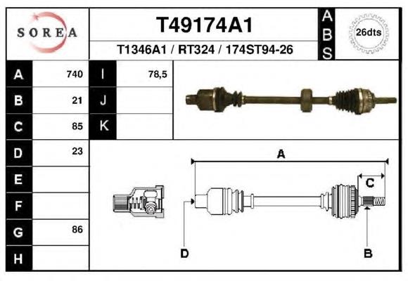 T49174A1 EAI árbol de transmisión delantero derecho