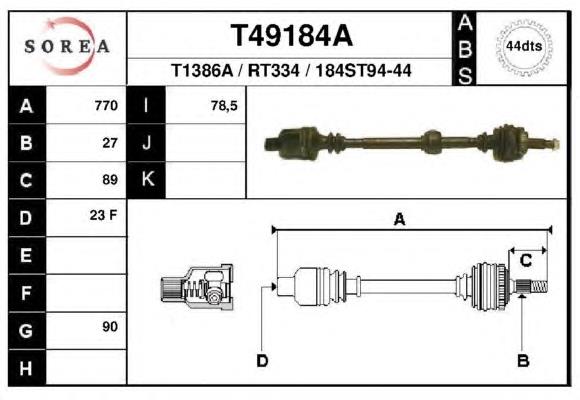 T49184A EAI árbol de transmisión delantero derecho