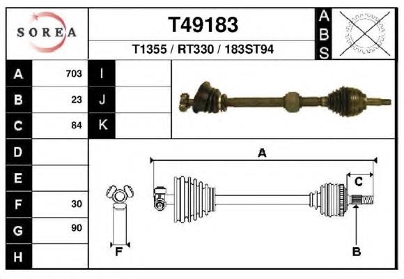 T49183 EAI árbol de transmisión delantero izquierdo