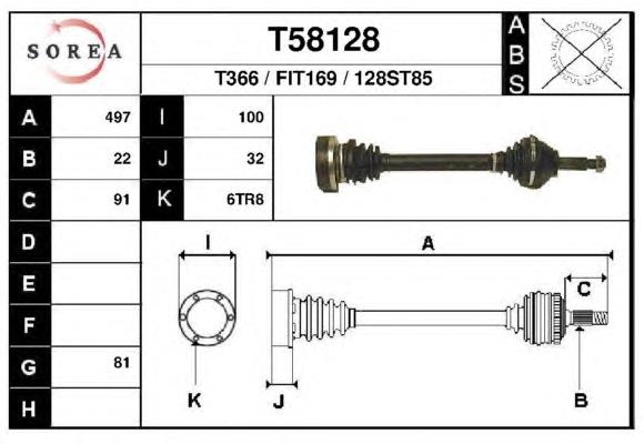 Árbol de transmisión delantero Fiat Ritmo 1 (138A)