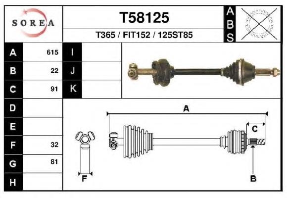 T58125 EAI árbol de transmisión delantero izquierdo