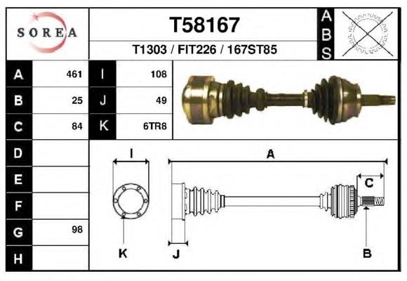 T58167 EAI árbol de transmisión delantero izquierdo