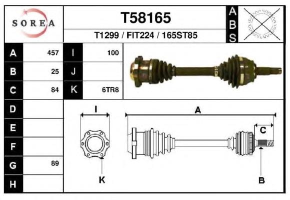 T58165 EAI árbol de transmisión delantero izquierdo