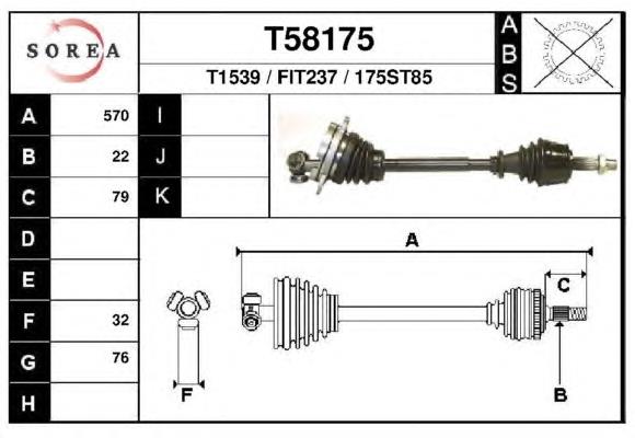 46308158 Fiat/Alfa/Lancia árbol de transmisión delantero izquierdo