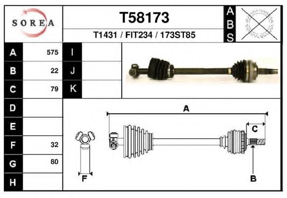 T58173 EAI árbol de transmisión delantero izquierdo