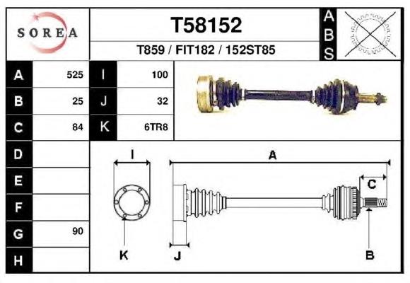 0082443534 Fiat/Alfa/Lancia árbol de transmisión delantero