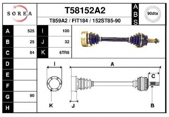 0082450814 Fiat/Alfa/Lancia árbol de transmisión delantero