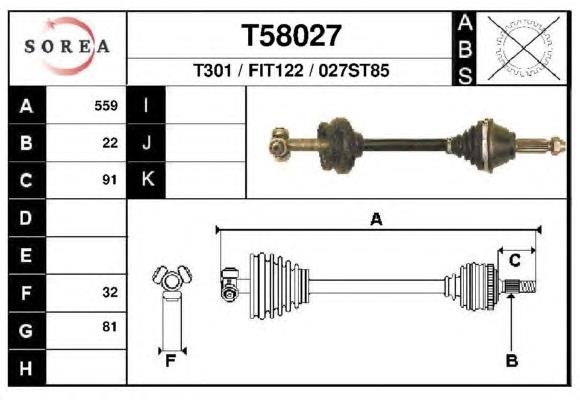 T58027 EAI árbol de transmisión delantero izquierdo