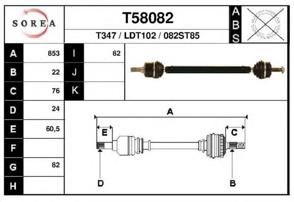 T58082 EAI junta homocinética exterior delantera