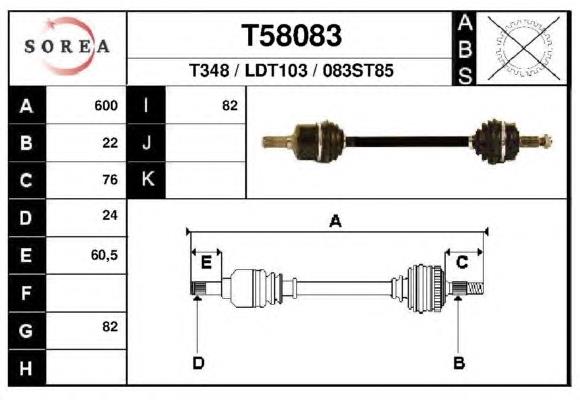 T58083 EAI árbol de transmisión delantero izquierdo