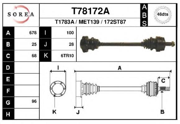 T78172A EAI árbol de transmisión trasero